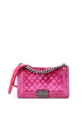 Chanel Boy Flap Bag Quilted Velvet #356551C20B